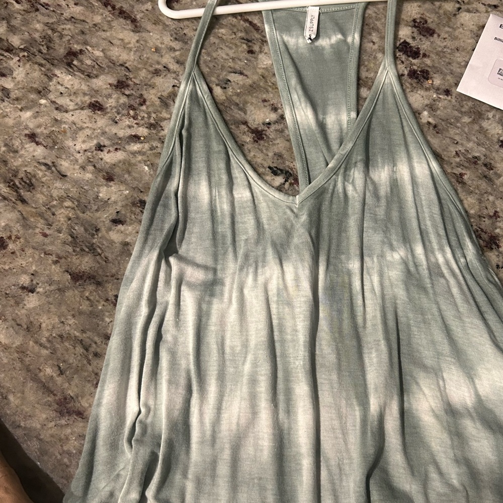 Z supply Green and White Tie-Dye Tank Top